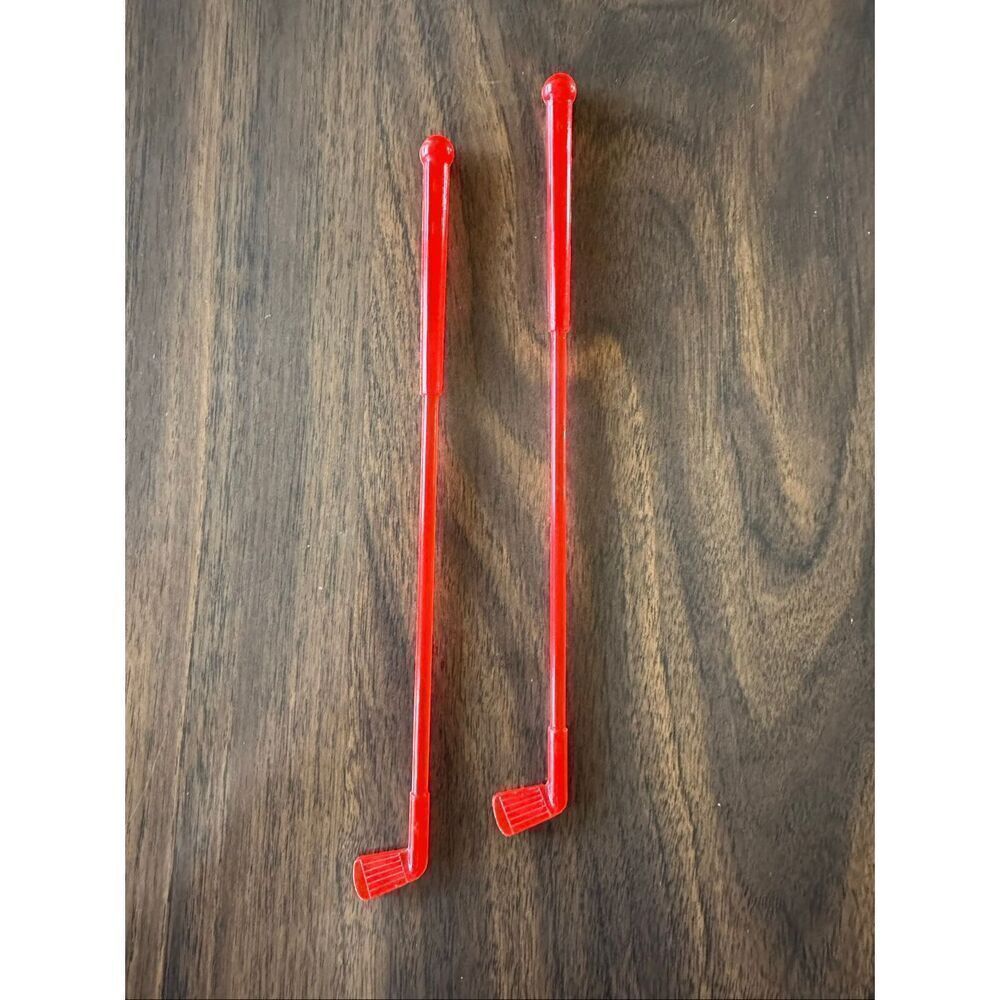Vintage Red Golf Clubs Set Souvenir Swizzle Stick Cocktail Stir Collectibles